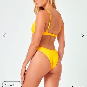 NWT l*space Ribbed Whiplash Yellow Bikini Bottom Size Smalll